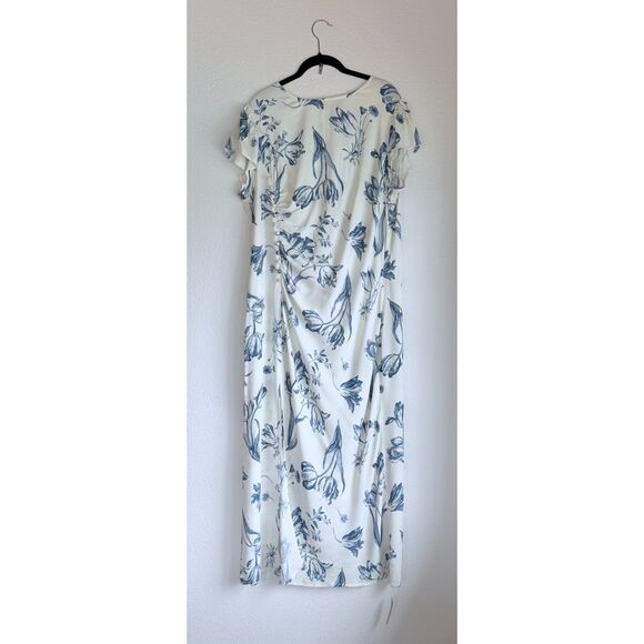 NWT Reformation Frasier Midi Dress in Lisse White & Blue Floral Size 16 - Picture 7 of 15